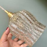 Vintage tulip pendant light in clear molded glass