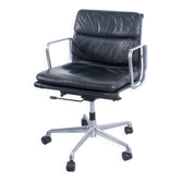 SOFT PAD CHAIR EA 217 EAMES BLACK LEATHER HERMAN MILLER ICF EDITOR 1970s