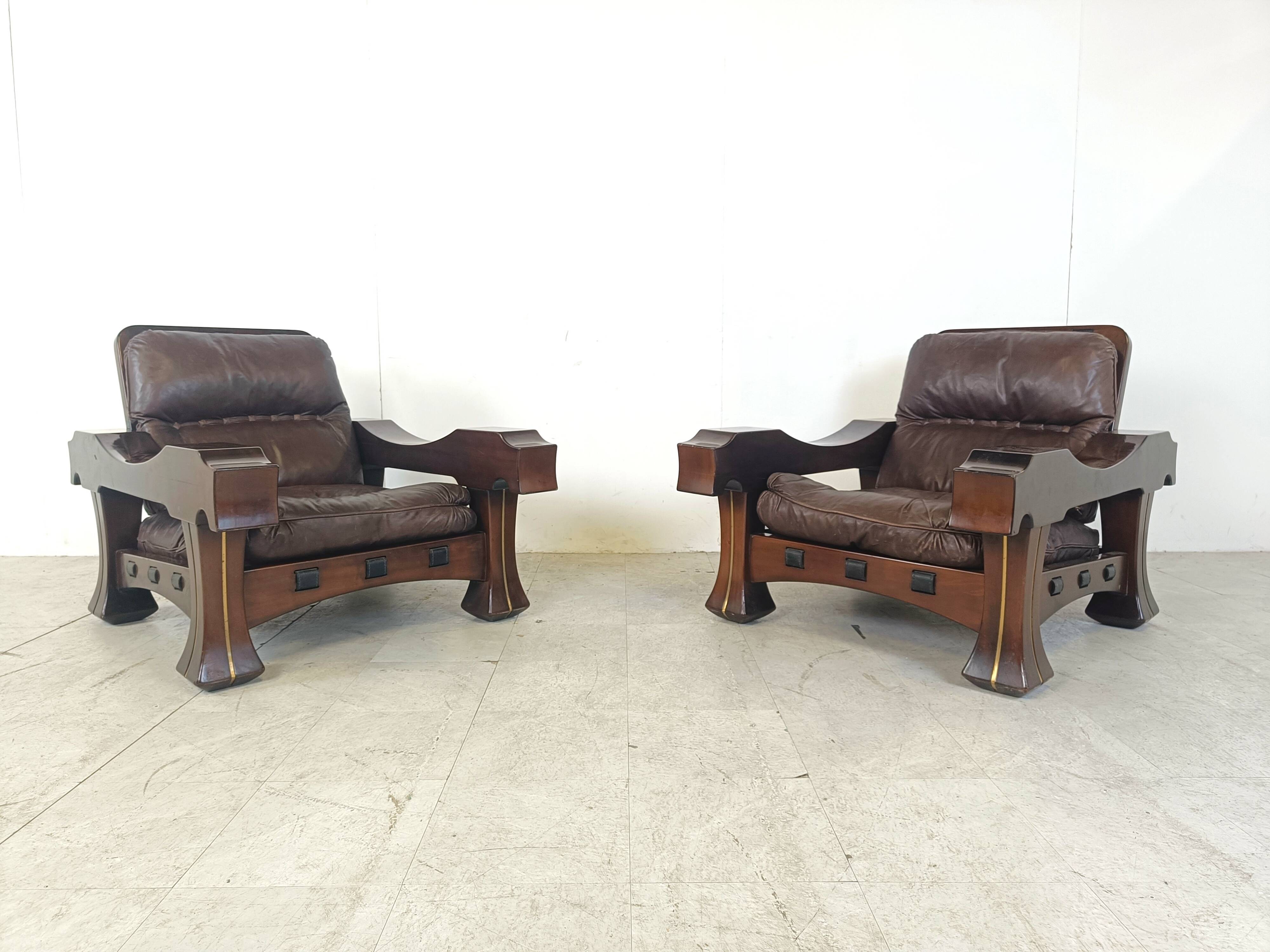 Pair of Ussaro model armchairs by Luciano Frigerio, 1960s