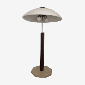 Lampe de bureau en teck et travertin