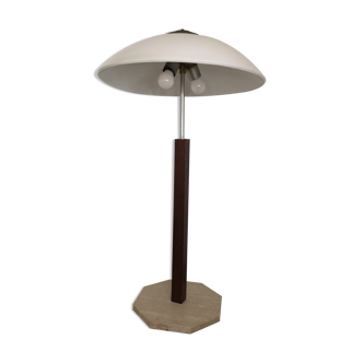 Teak and travertine desk lamp