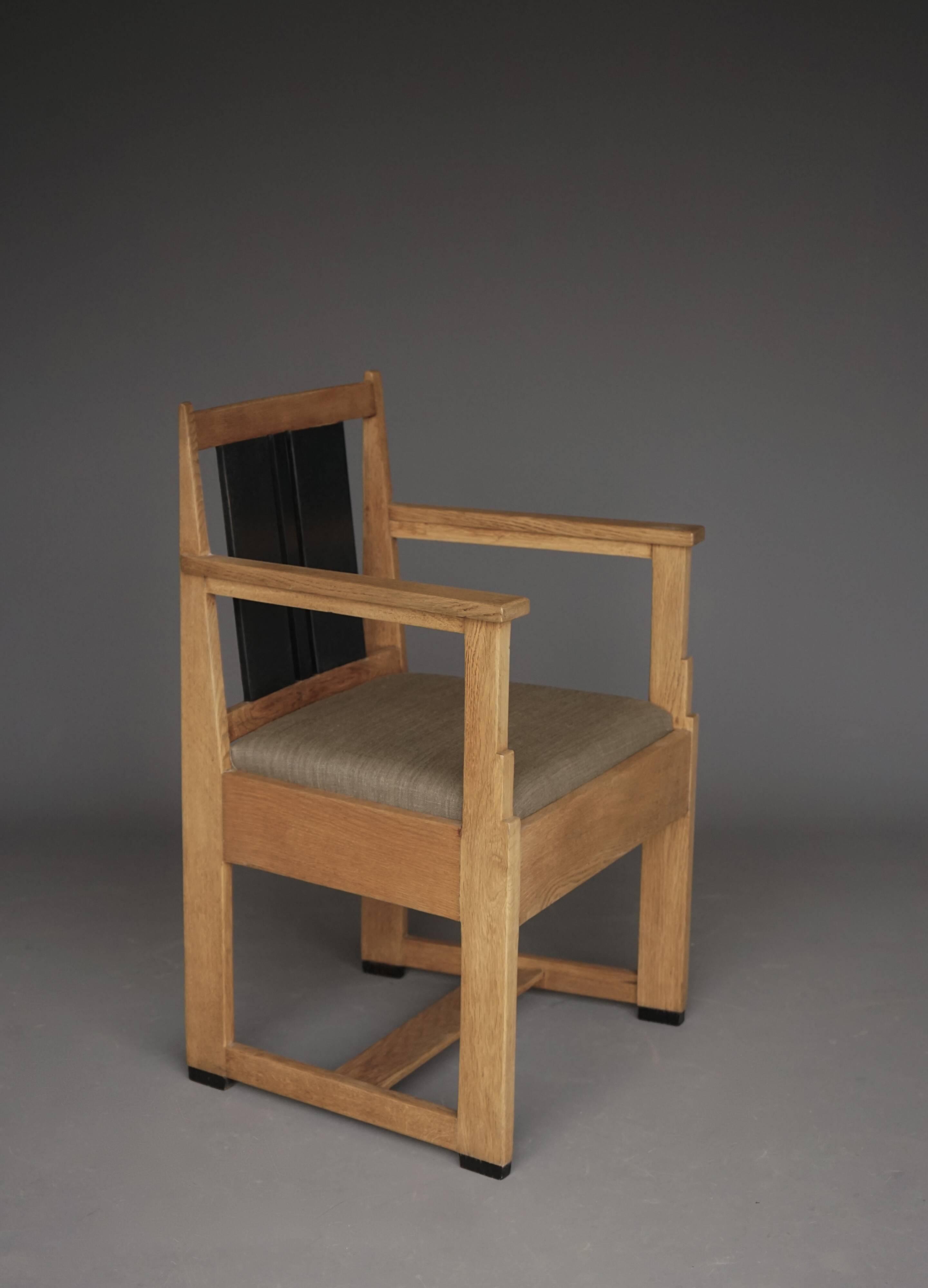 Art Deco Oak Armchairs by Henk Wouda, 1920s, Set of 2