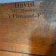 Mirror with golden mercury parquet signed david frame wood and stuck