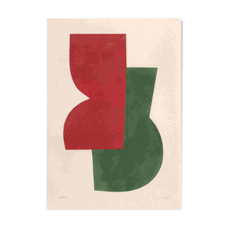 Collage on paper - painting and abstract painting B234 signed Eawy