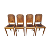 Série de 4 chaises art déco cuir 1925