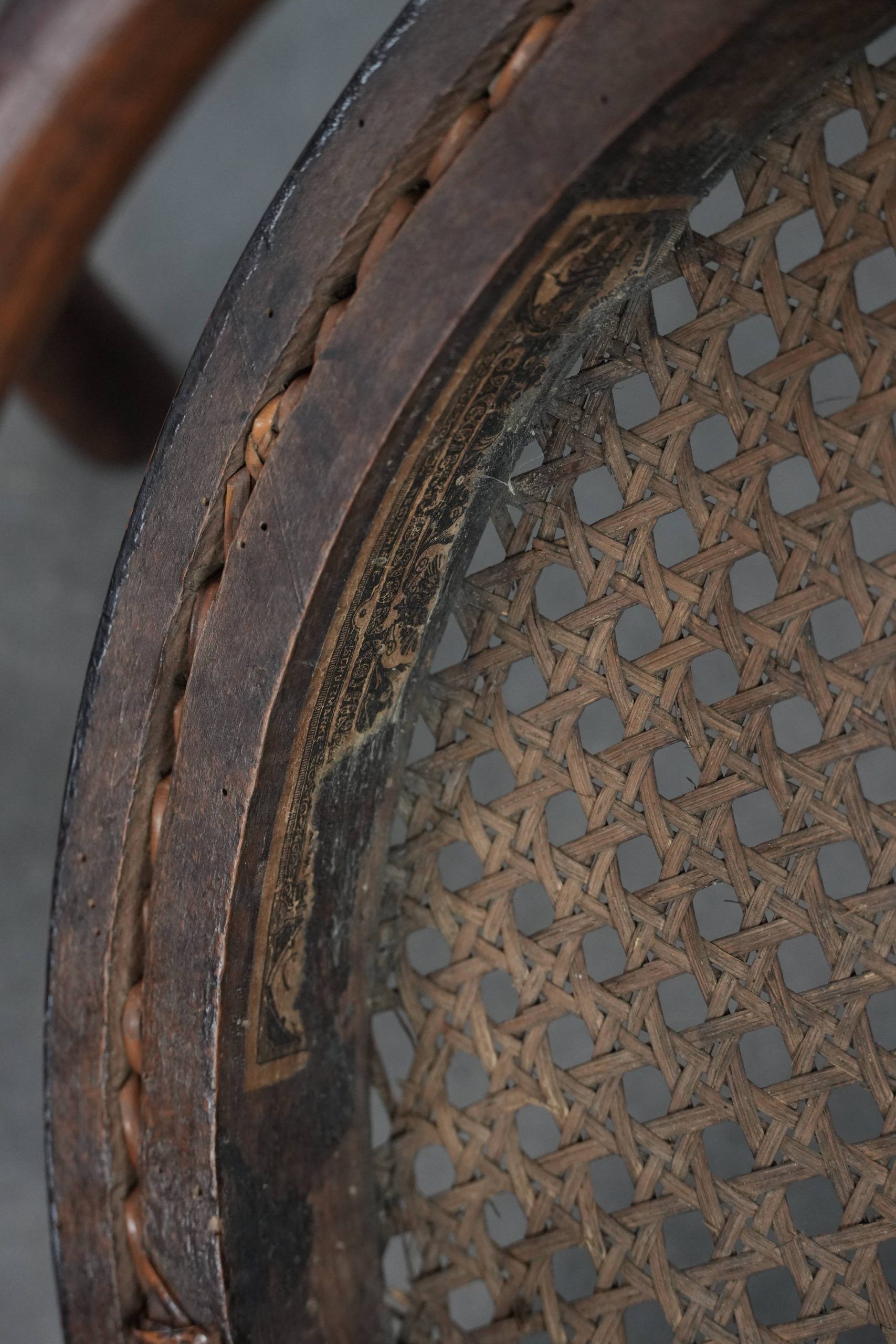 Set of 4 vintage bistro chairs Jacob & Josef Kohn Wien with a wicker seat