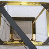 End table, end table in bronze gold and double glass mirror 70's