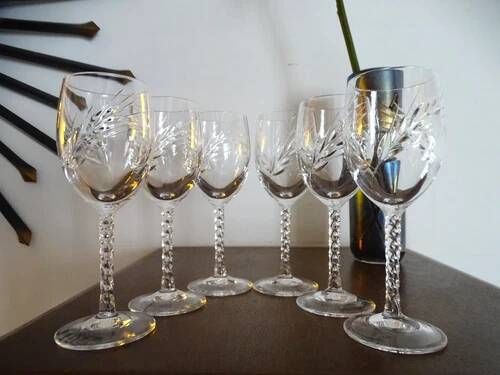 CRISTAL D'ARQUES "Fleury Epi" 6 cooked wine port glasses crystal 7 cl - H 13.5 cm