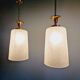 Pair of brass and cracked glass pendants, 1950-60.