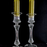 Pair of glass torch candlesticks