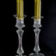 Pair of glass torch candlesticks