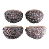 4 Wrought Iron Wall Lights with Flowers and Glass Beads, Murano, Italy, 1930