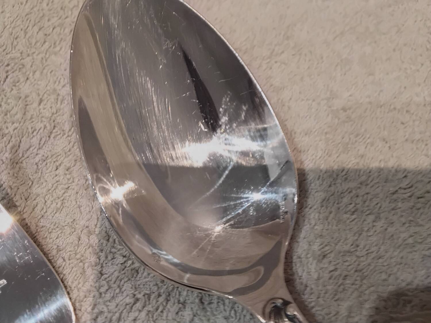 Silver-plated metal stew spoon and fork, Ercuis silversmith, Louis XV, 29