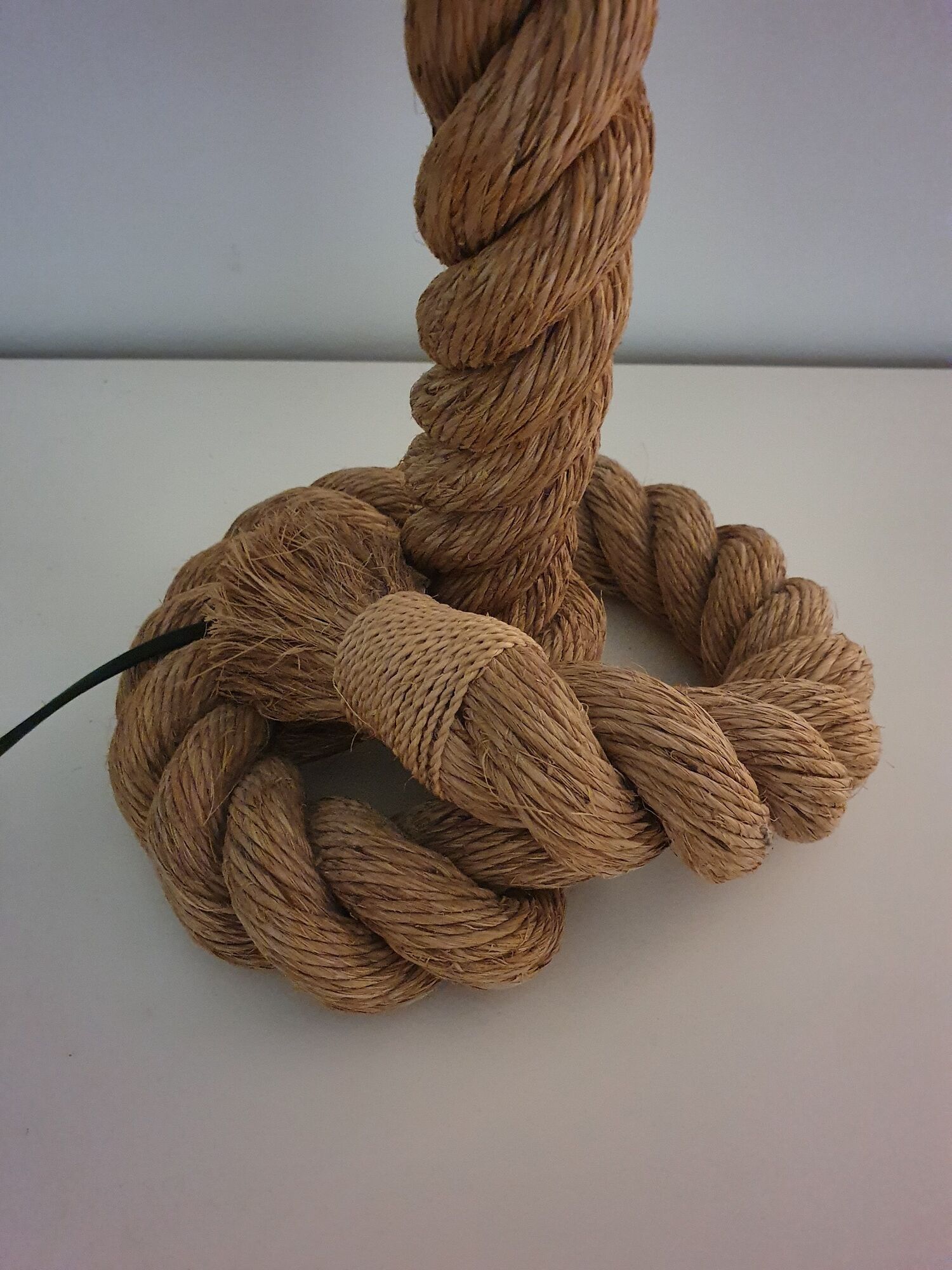 Craft rope lamp with lampshade in raffia 60s-70s