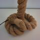 Craft rope lamp with lampshade in raffia 60s-70s