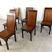 Mid-century bamboo high back dining chairs with table, 1960s