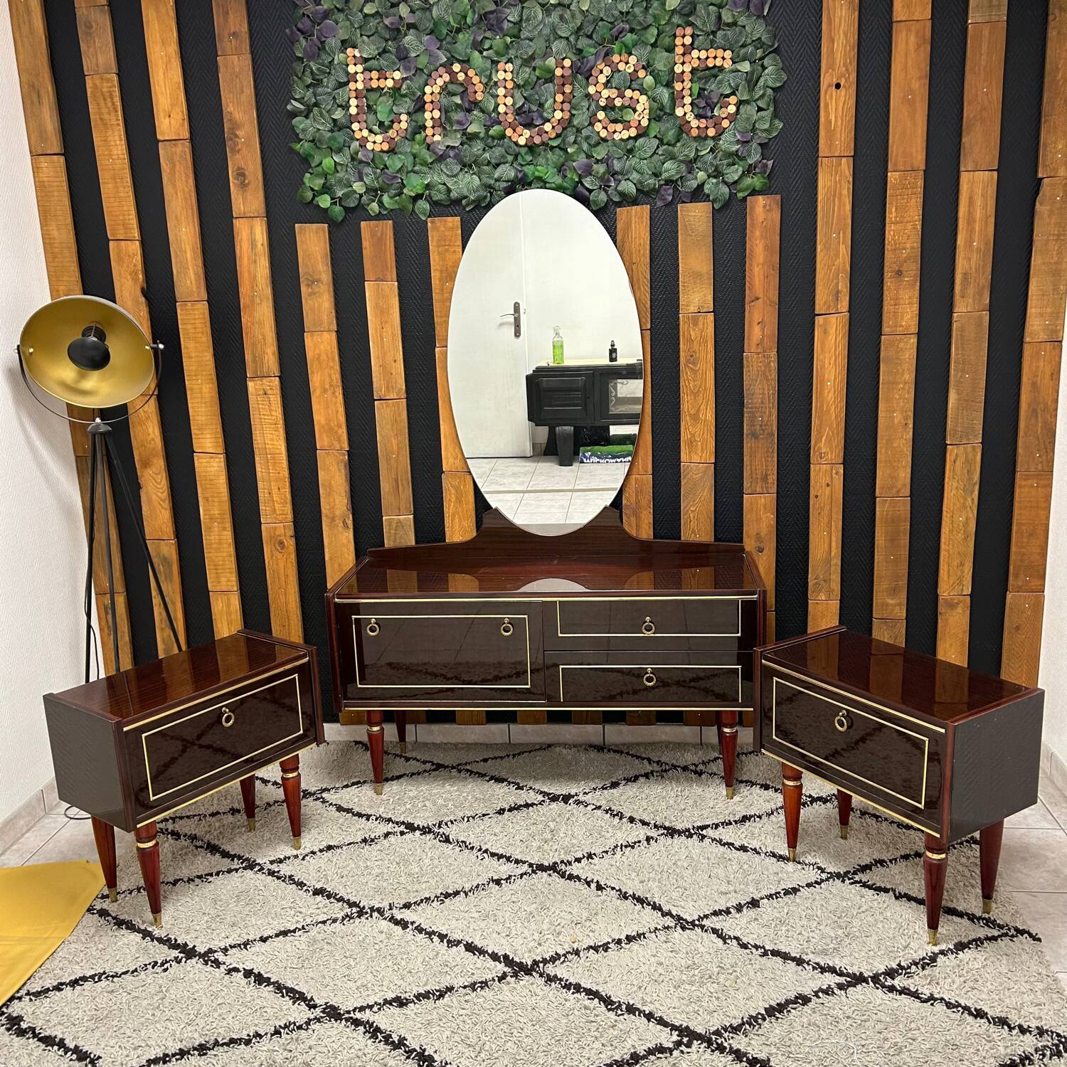 Vintage dressing table + bedside tables