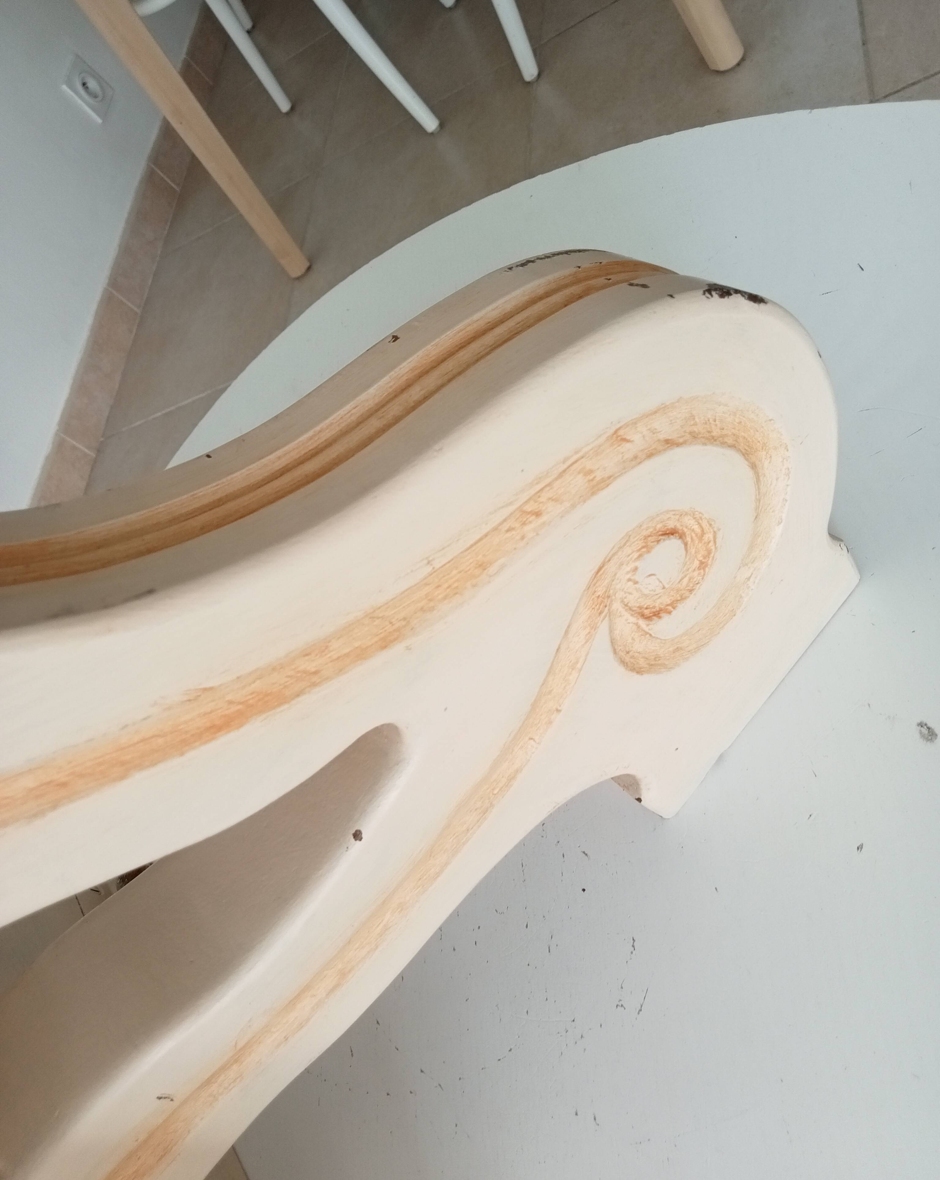 Vintage solid oak wall-mounted console shelf