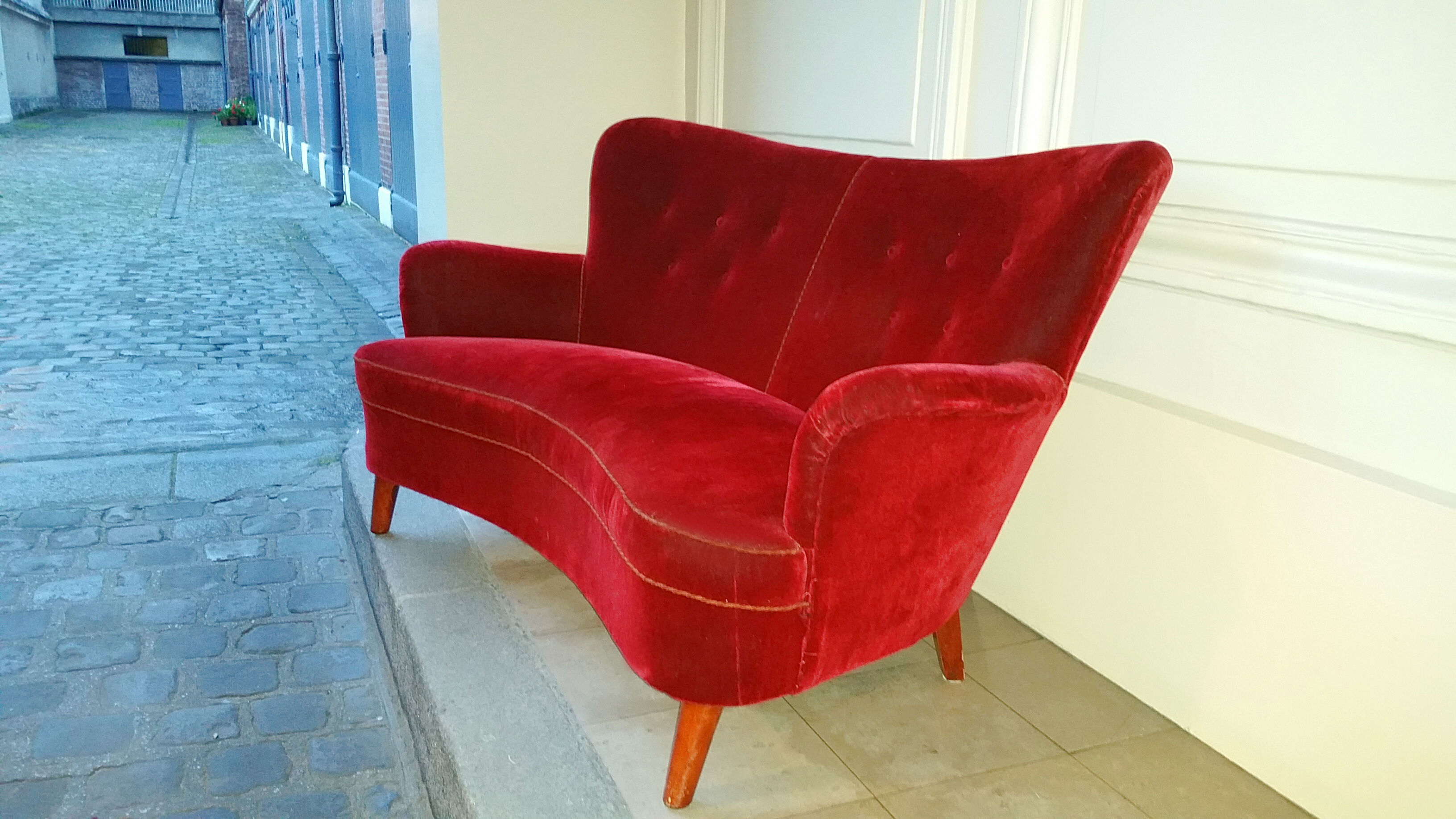 Vintage sofa Swedish year 40/50 wing arc curved Carl Malmsten