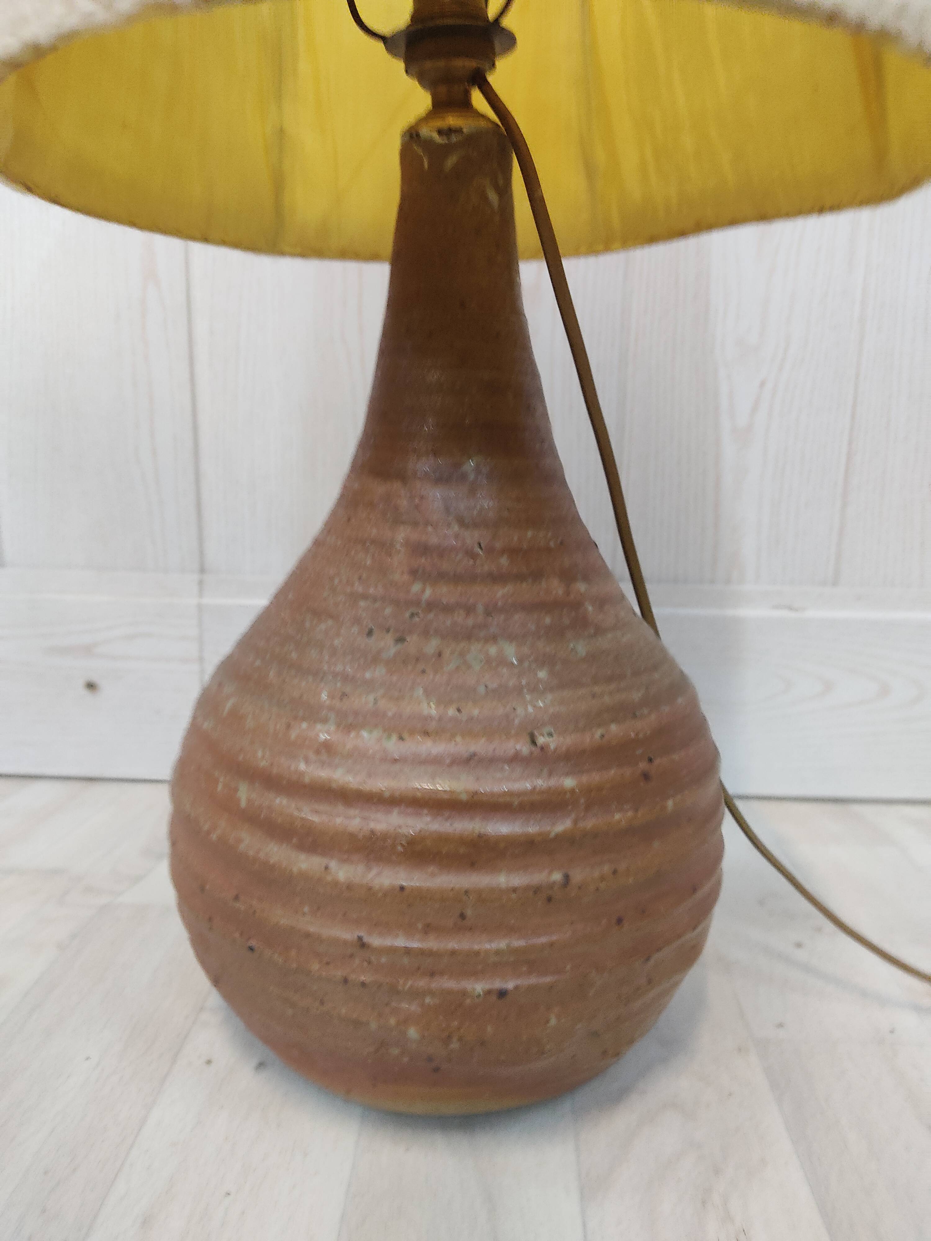 Sandstone lamp and wool lampshade