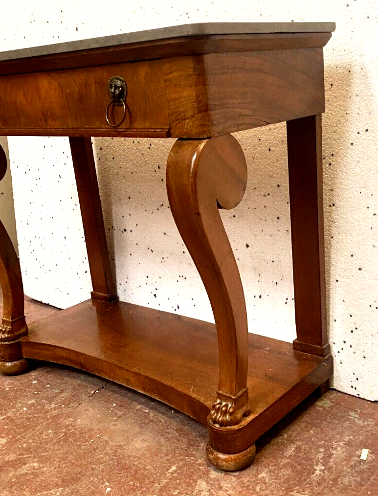 Empire console in walnut and marble top XIX century
