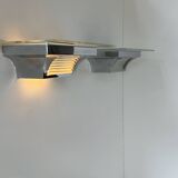 Pair of modernist Henri Petitot wall lights, chrome-plated brass, France, 1930