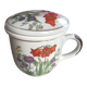 Tisanière avec filtre grès "fleur rouge"