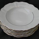 Set of 6 deep porcelain plates. Germany BAVARIA. Gold rim.