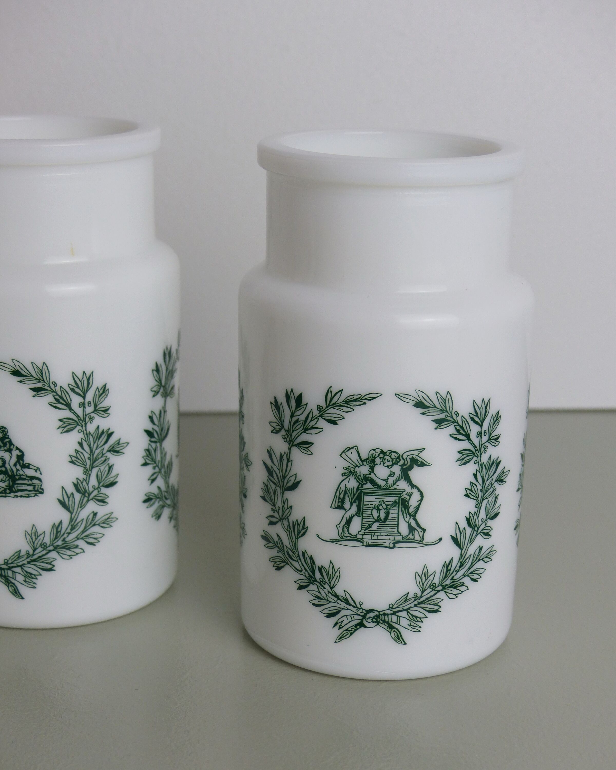 Apothecary pots in opaline