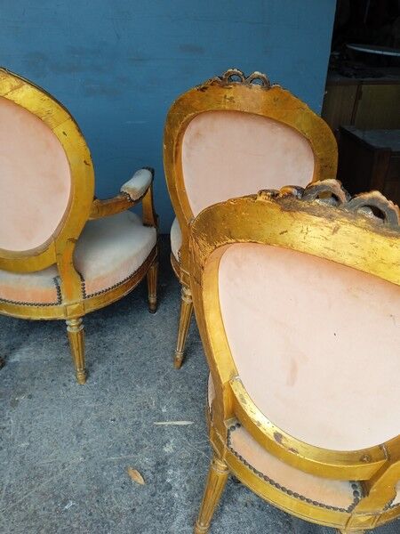 2 fauteuils 4 chaises salon Louis XVI époque XIXeme