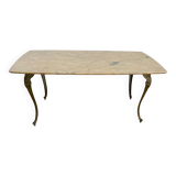 Vintage 1950s marble coffee table with brass base