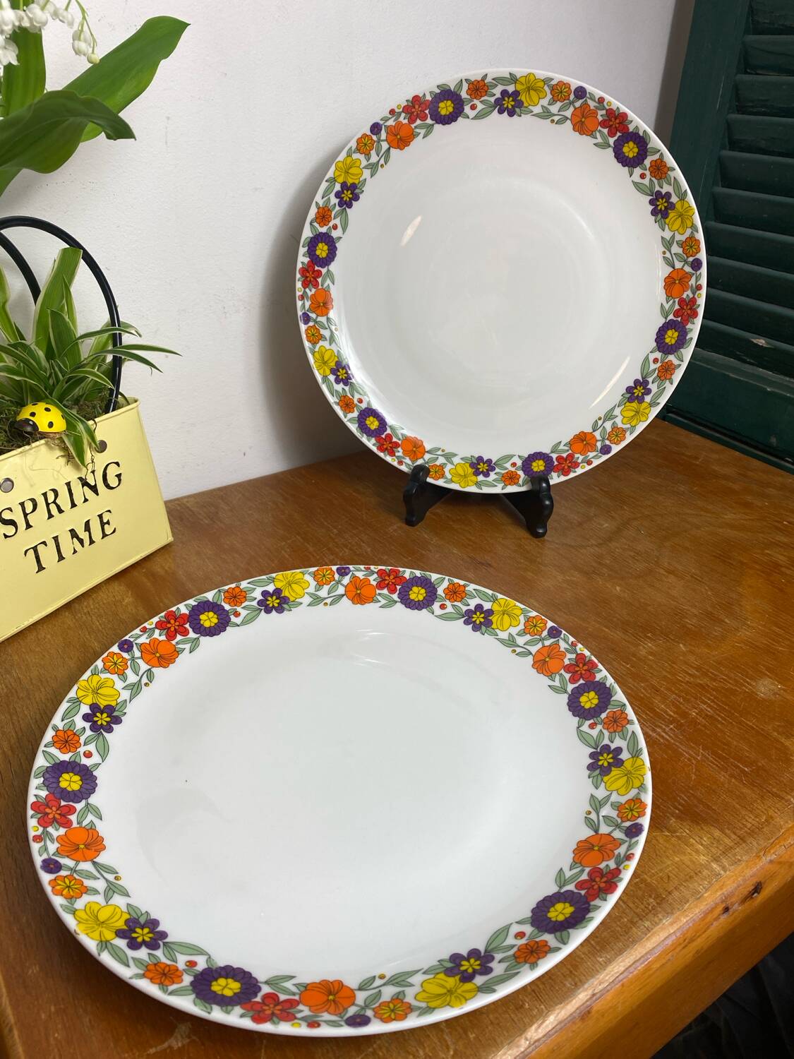 Two large round Bavaria porcelain dishes