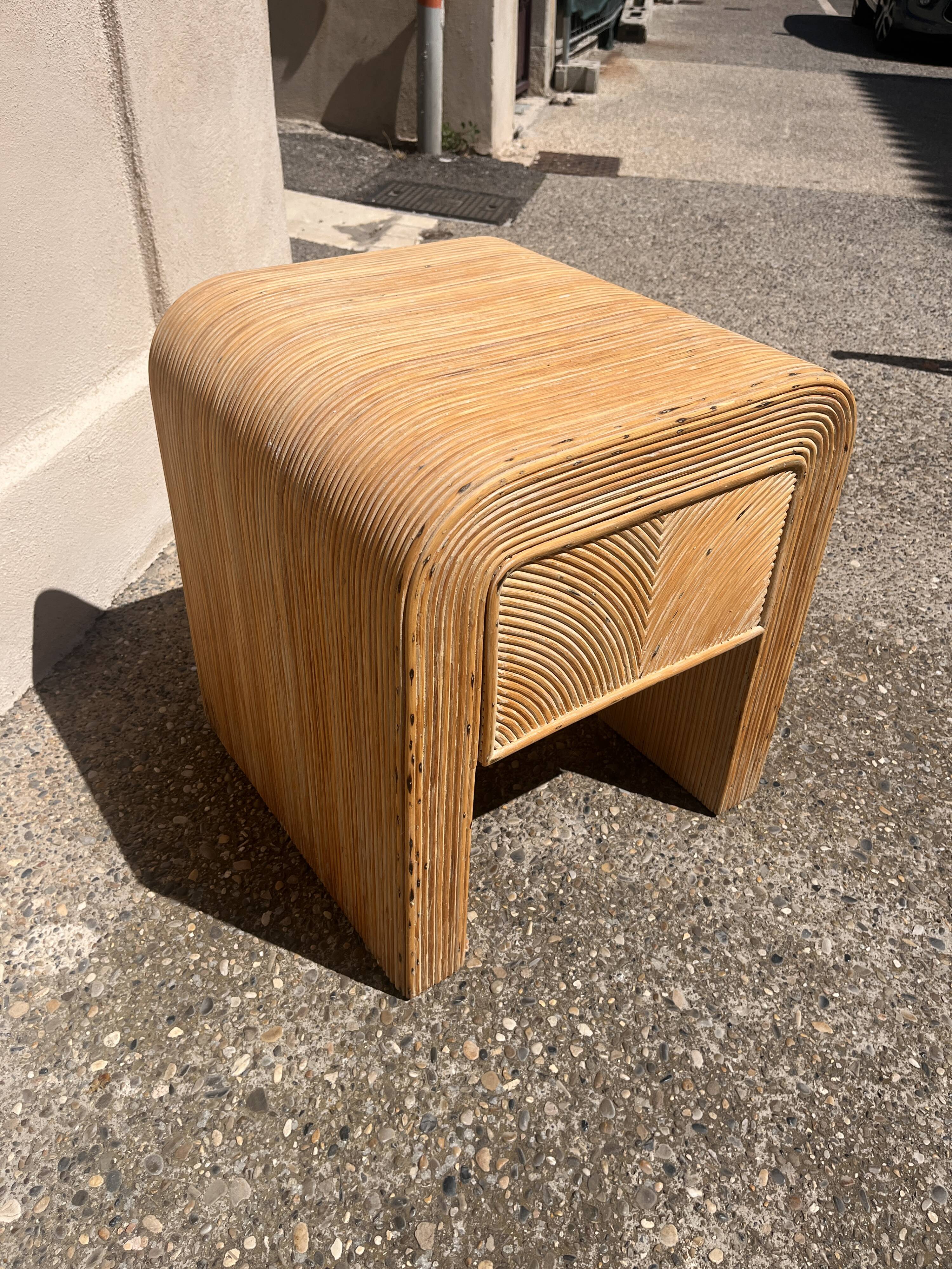 Vintage rattan bedside table from the 70s/80s
