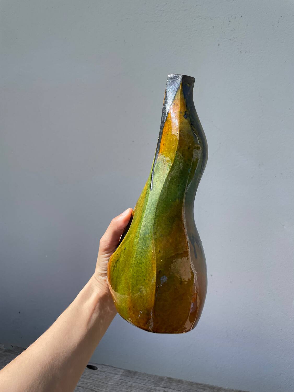 Vintage ceramic vase with drips