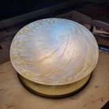 Vintage Midcentury flush mount ceiling lamp in caramel Murano glass | MCM swirl hand-crafted lighting | Retro home decor lamp | Cozy ambient