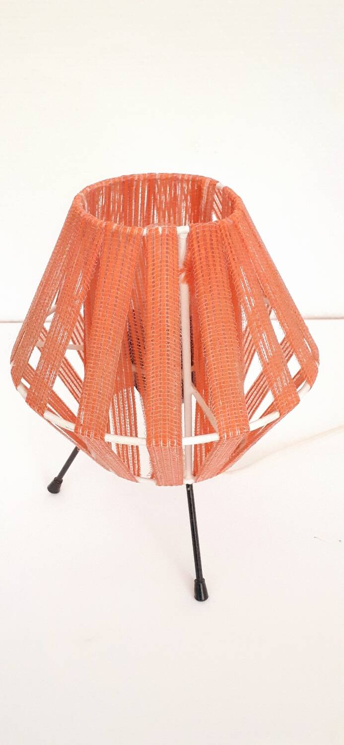 Tripod lamp in metal and red acrylic ribbon, 1950s-1960s