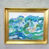 Anders Fogelin, Scandinavian Modern Landscape, 1970s, huile sur toile, encadré