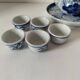 Small blue and white sake set – teapot, 5 cups and tray.