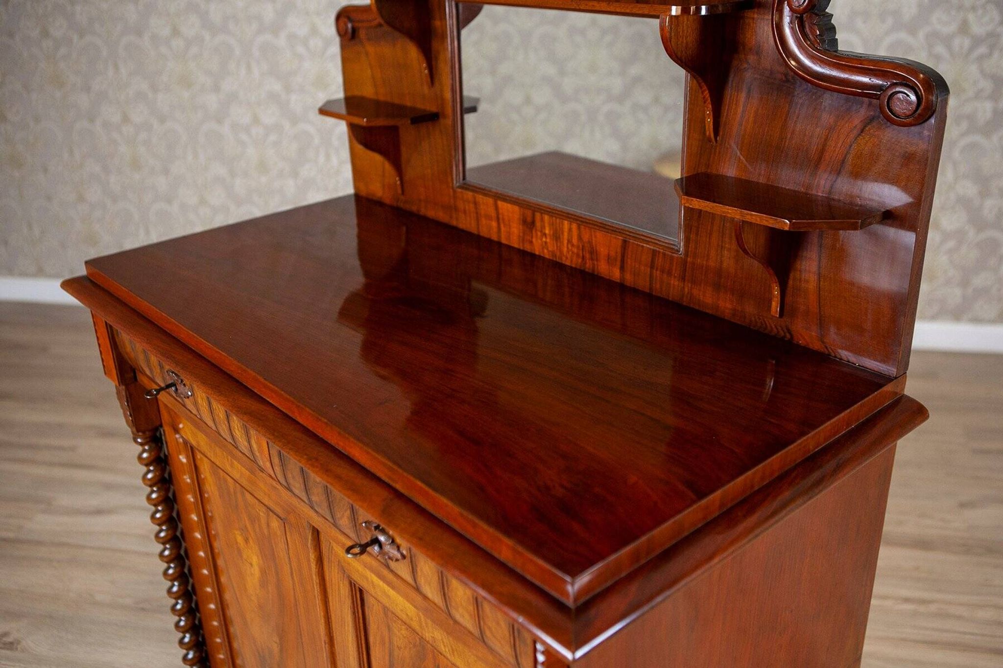 End of 19th Century Light Brown Eclectic Buffet in Walnut
