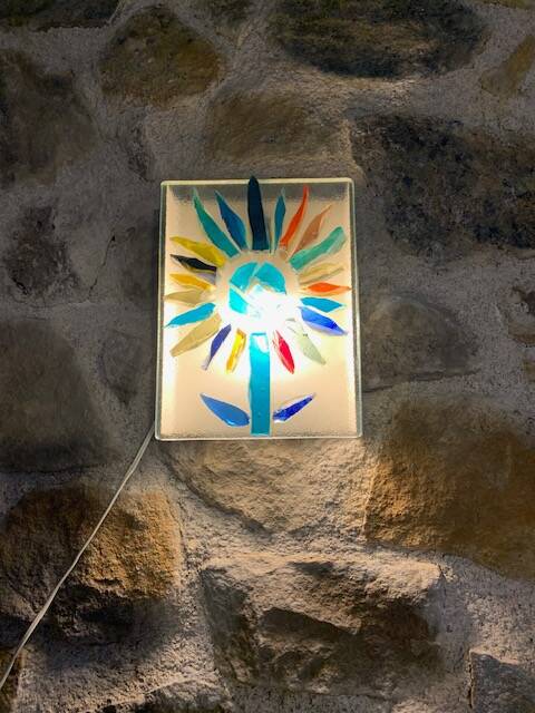 70s glass paste wall lamp