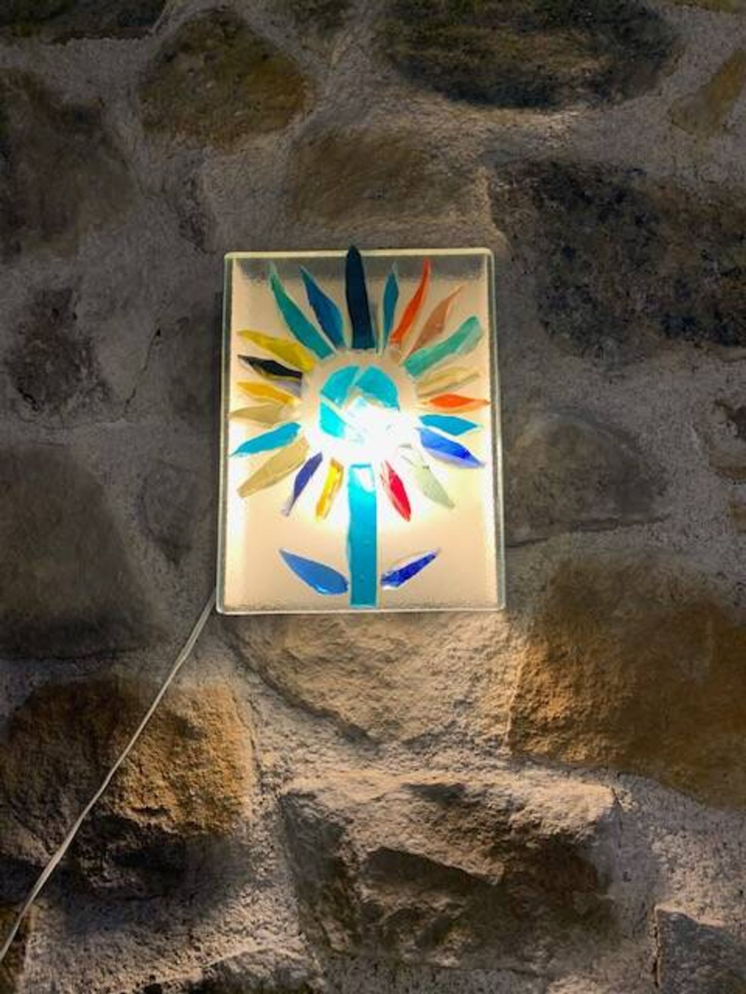 Lampe applique murale en pâte de verre 70s