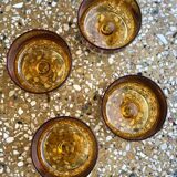 4 amber glass cups
