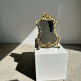 Art Deco style gilded bronze mirror with beveled glass H40cm