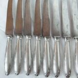 12 Christofle table knives Louis XVI bow ribbon Silver metal punch balance steel blade
