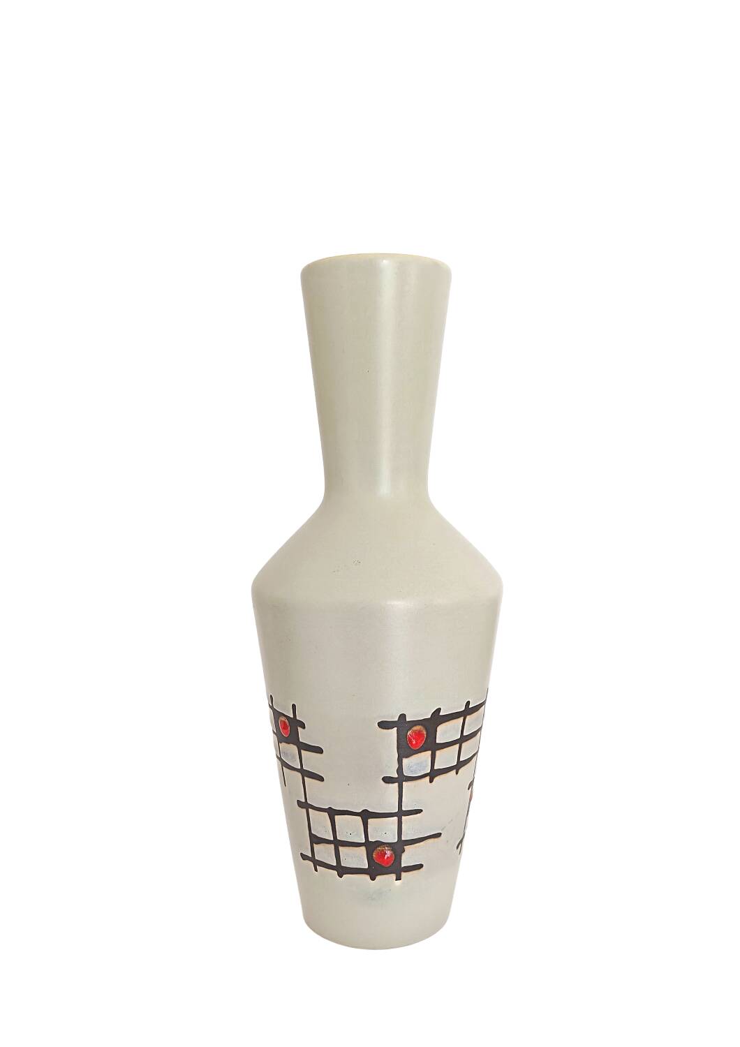 Vase vintage abstrait à motifs géométriques ouest-allemand 2038/25