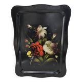 Large antique tray with flowers