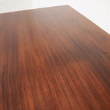 Midcentury danish rosewood dining table on bare steel box pin legs