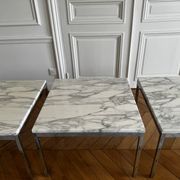 3 tables Florence Knoll – white marble type Calacatta & chrome steel