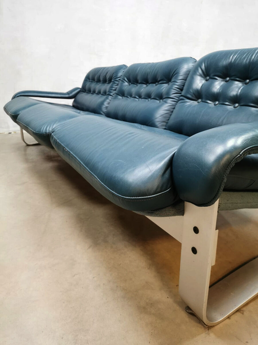 Midcentury vintage 3-seater leather sofa