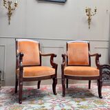 Pair of Solid Mahogany Armchairs from the 19th Century Restoration Period